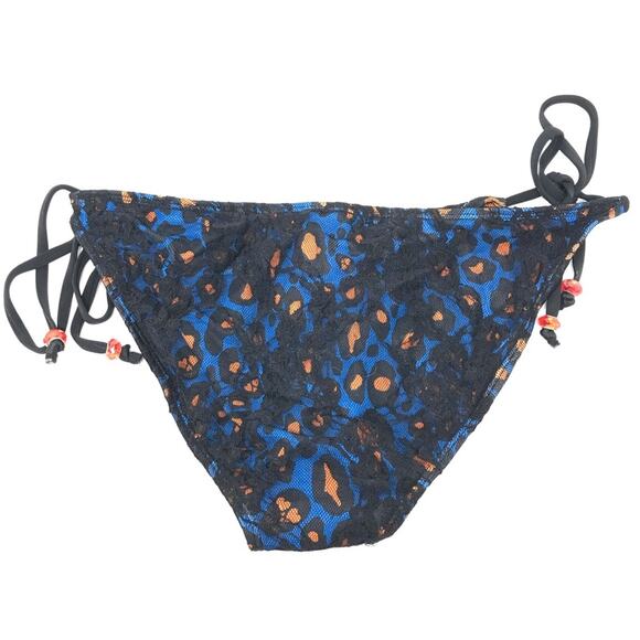 Sinful by Affliction Swimsuit Bikini Bottom Black Blue Orange Lace Size Medium - Picture 2 of 8